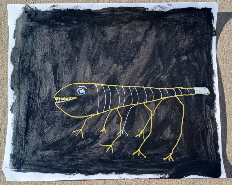 Original 14 by 17-inch Abstract Mixed Media Vicious Critter Unsigned