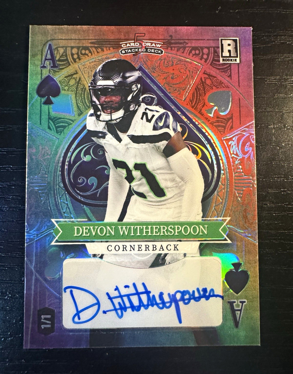 Wild Card 2023 5 Card Draw Stacked Deck Devon Witherspoon 1/1 RC Auto #SD-DWA