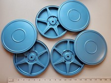THREE Compco Corp Chicago Blue 400ft 8mm Film Metal Movie Reels  Case Vintage