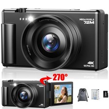 72MP Autofocus Digital Camera 4K for Photography 2.8" 270  Flip Screen 18xZoom