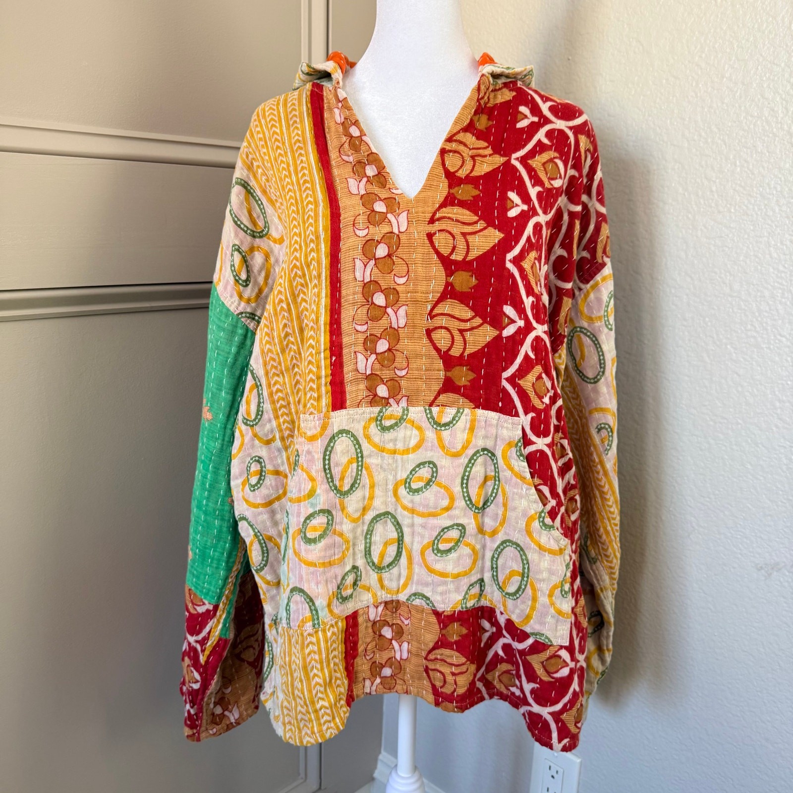 Handmade Kantha Reversable Patchwork Boho Hoodie … - image 1