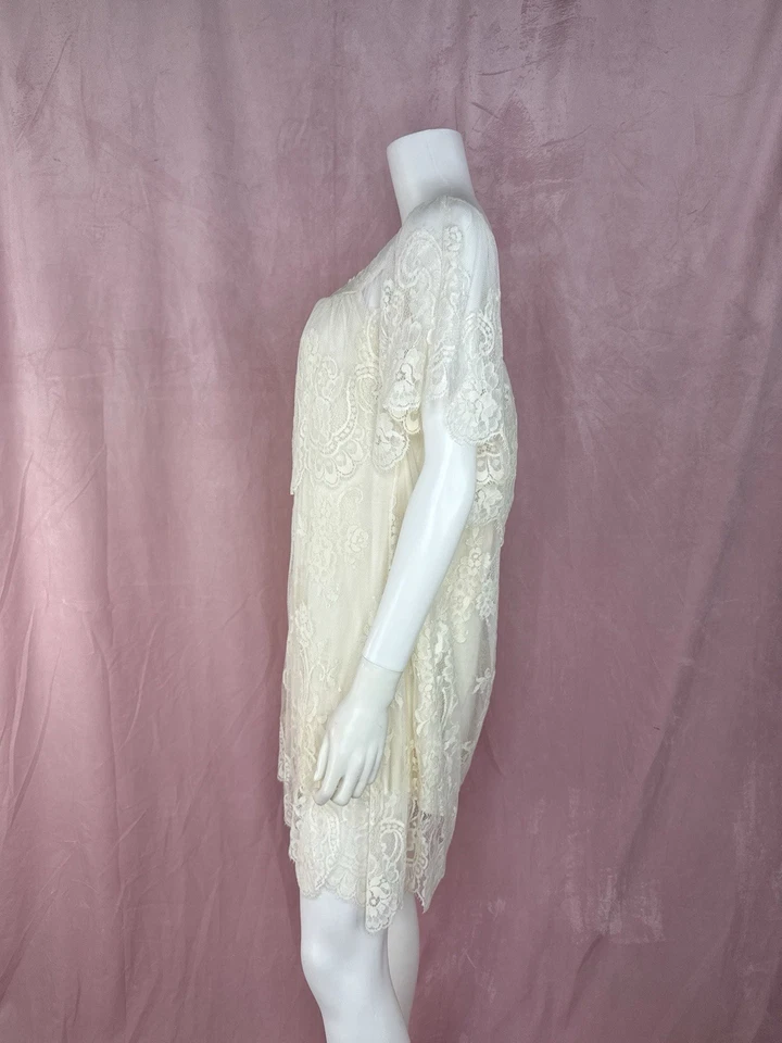 Mini Vestido Free People Jens Pirate Booty Mujer Blanco Floral Encaje XS Pequeño Foto 2 de 4