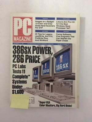 PC Magazine NOV 12, 1991 Vol. 10 No. 19 Back Issue COMPUTER Magazine 386SX Power