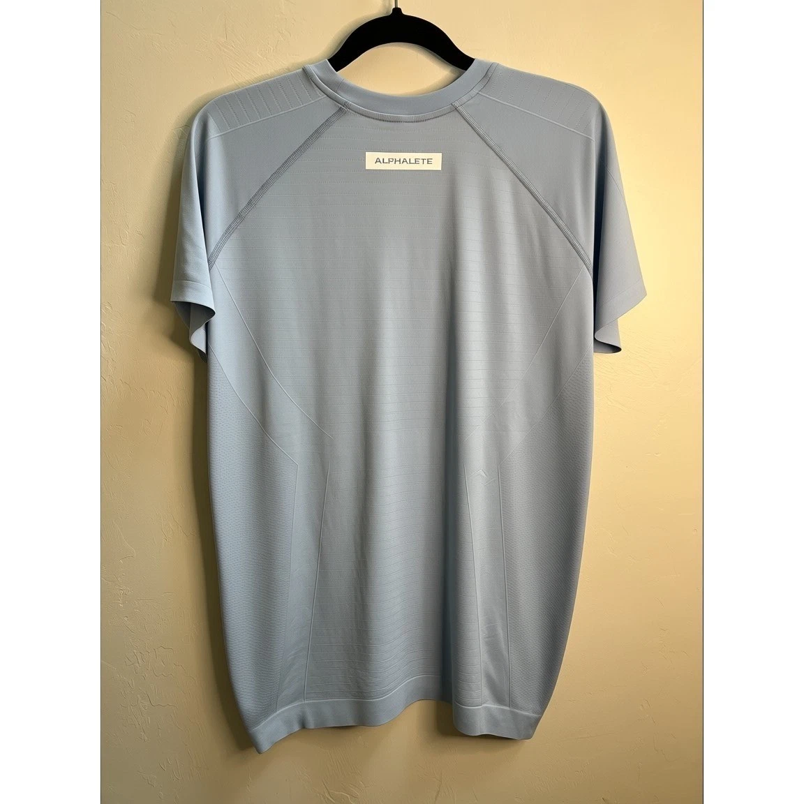 Alphalete Mens Seamless Short Sleeve Training Shirt Light Blue Large L Gym Tee