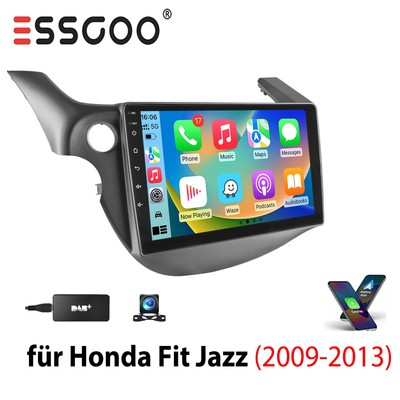 DAB+ Apple Carplay Android 15 Autoradio GPS Nav kam Für Honda Fit Jazz 2008-2013