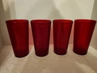 Vintage 4 Plastic Restaurant Cup 16oz Continental Carlisle 5216 USA Red