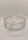 New Martinsville Florentine Candy Dish and Lid Divided 3 Part Depression Glass