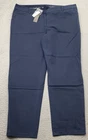 Talbots The Weekender Pants Womens 14P Navy Stretch Flat Front Straight Leg