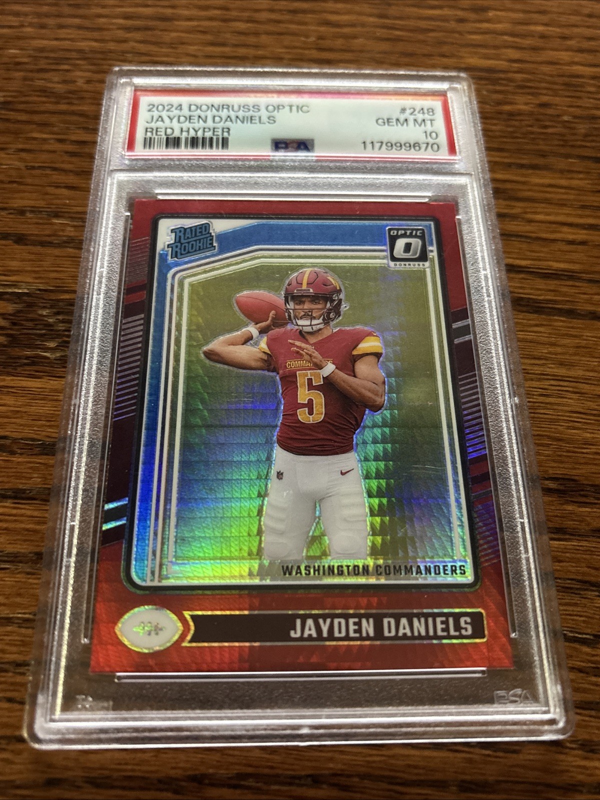 2024 Donruss Optic Jayden Daniels Red Hyper Rated Rookie #248 PSA 10