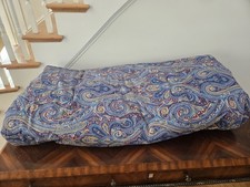 Vintage Ralph Lauren Fenton Blue Paisley Reversible Comforter Queen Stripes