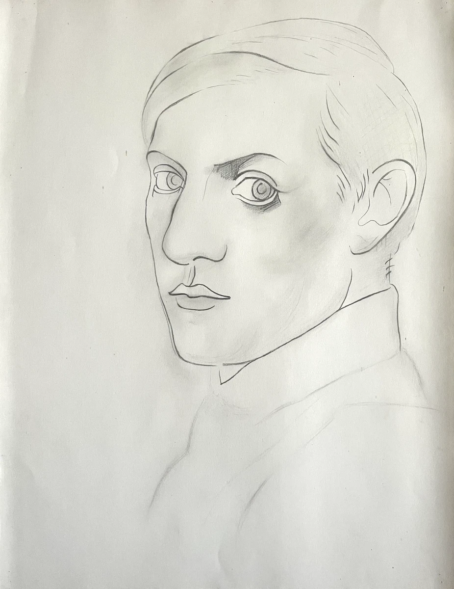 Dessin encre Papier Portrait Homme Allongé Dos 1970 Nu Erotique À Identifier Art - Vendu