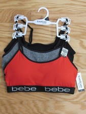 Bebe Womens Tag Free Seamless Bra w/ Removable Pads Large 3 PACK 