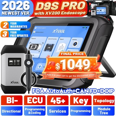 2026 XTOOL D9S PRO Auto Diagnostic Bidirectional Scanner Online Programming FCA