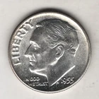 1955-P ROOSEVELT UNCIRCULATED DIME 10¢ PHILADELPHIA 90% SILVER COIN US MINT