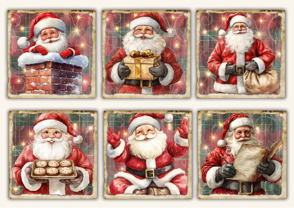 CREATION ART Christmas card toppers for Cardmaking & Scrapbooking, Ephemera, Gift Tags santa
