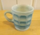 Vintage Fire King Camelot Coin Dot Blue White Thumbprint Coffee Cup Mug