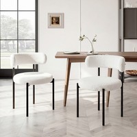 2 Velvet Dining Chairs Set Modern Upholstered Curved Back Chair Occasional Chair