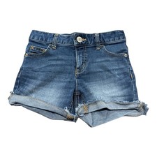 Justice Girls Blue Jean Cutoff Denim Short Size 12 Slim Shorts Dark Wash
