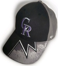 Official 47 Brand Boy's Black Gray Colorado Rockies Logo Ball Cap One Size