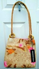 Maurizio Taiuti Straw Handbag Braided Wood Rings - Italy