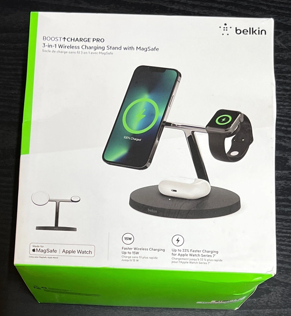 Belkin Boost Charge Pro 3-in-1 MagSafe Wireless Charging Stand 15W