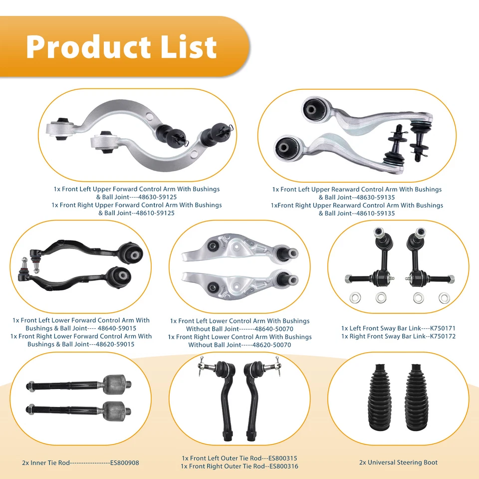 Brazo de control delantero inferior superior 16 piezas para tracción trasera LEXUS LS460 2007-2012 Foto 4 de 4