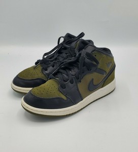 Nike-Air-Jordan-Retro-1-Mid-I-Olive-Green-Black-Sneakers-Sz-4y-554725-301-Shoes