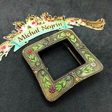 Large Belt Buckle Michal Negrin Signed  Swarovski Crystals Romantic Victorian