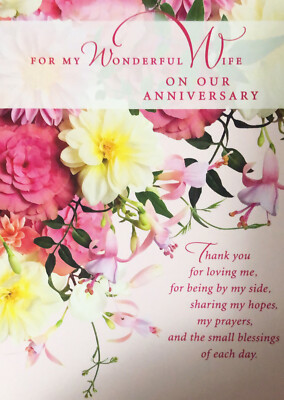 Anniversary For My Wonderful Wife Love 5 x7  Hallmark Heartline Greeting Card