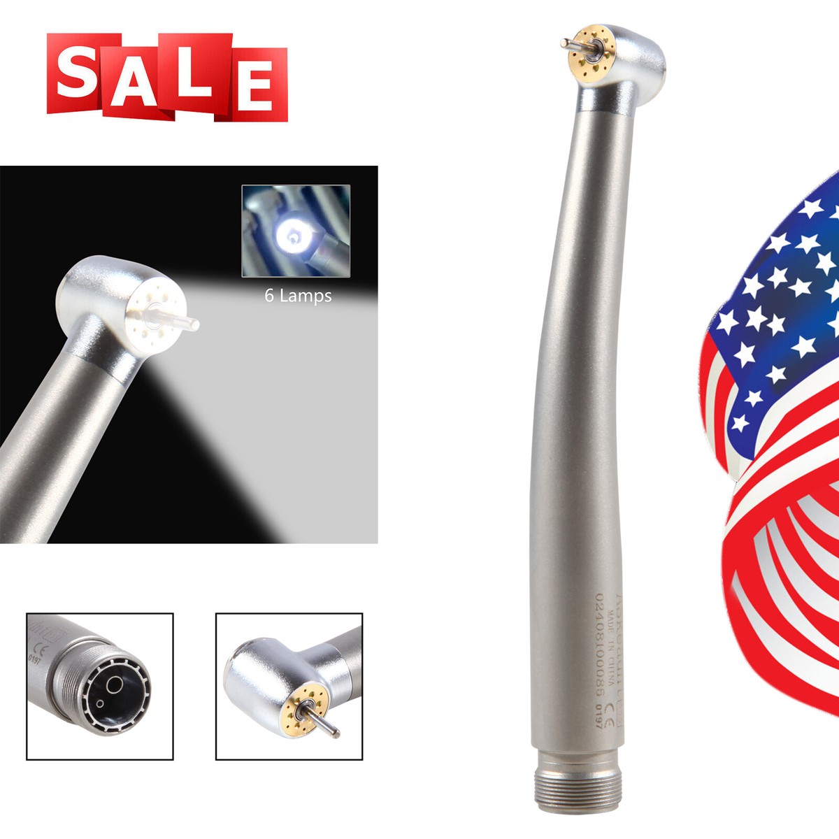 Dental High Speed Turbine Handpiece 2/4Hole E-generator LED 6