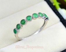 Sterling 925 Sillver Emerald Natural Gems May Birthstone Promise Ring For Women