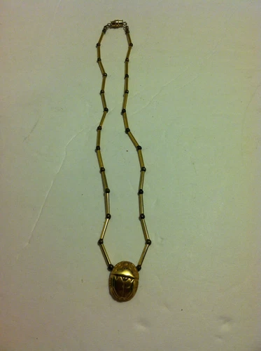Vintage Kenneth Lane Gold Tone Scarab Necklace