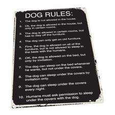 Dog Rules Metal Sign; Wall Decor for Office or Meeting Room