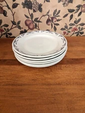 6-VINTAGE HOMER LAUGHLIN BEST RESTAURANT CHINA DINNER PLATES 9-1/2"GREY STENCIL 