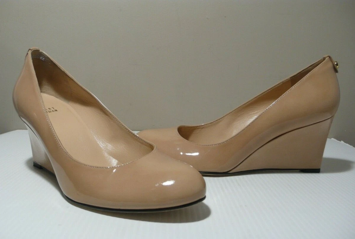 STUART WEITZMAN LUNA Patent Leather Slip On Wedges Pumps Sz 9.5M