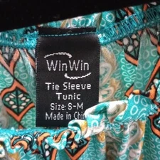 Win Win Tunic Blouse Women’s Small Medium Geometric 3/4 Sleeves Off the Shoulder