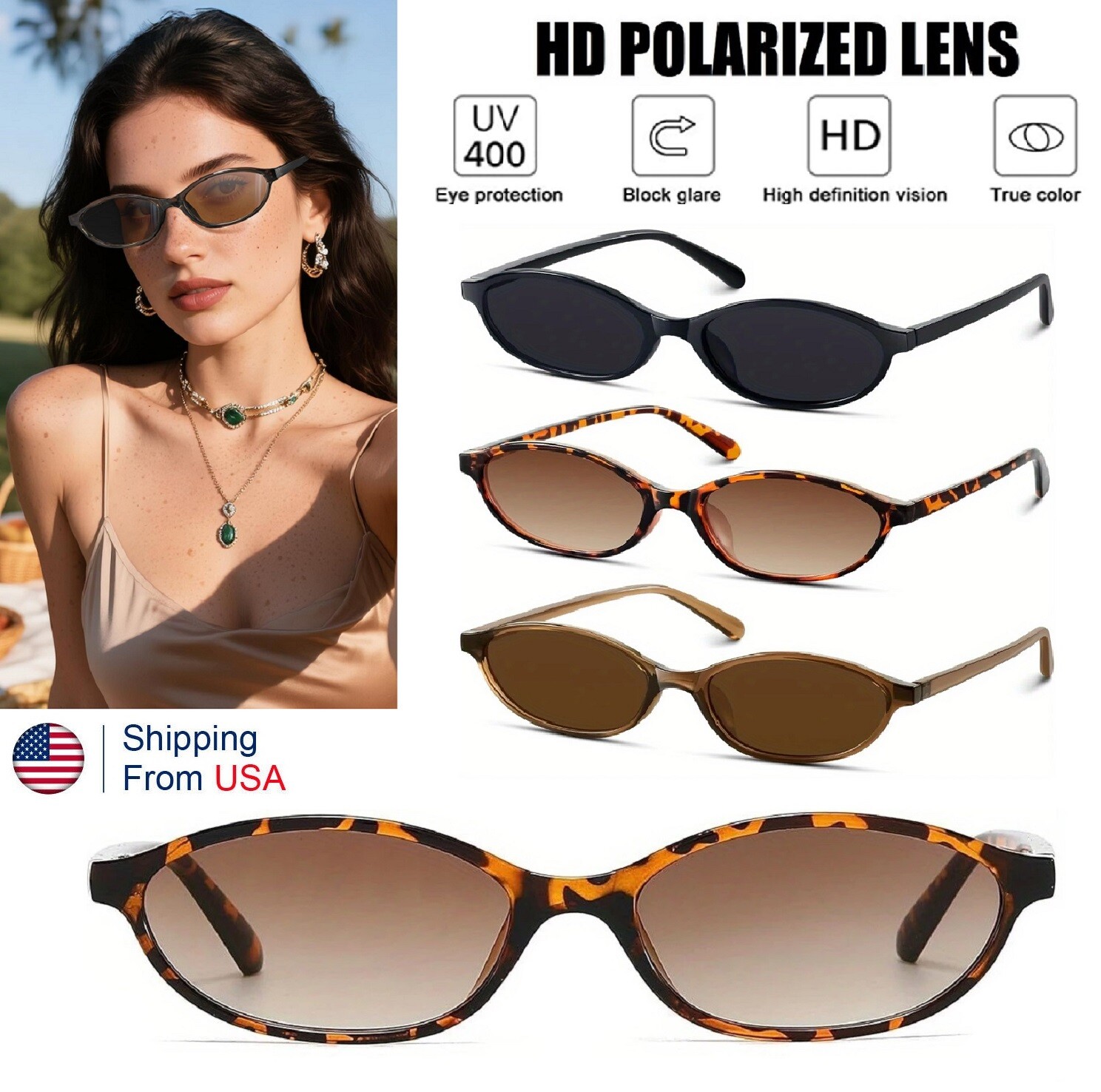 Retro Oval Sunglasses for Women UV400 Protection Trendy Classic Summer Shades USA