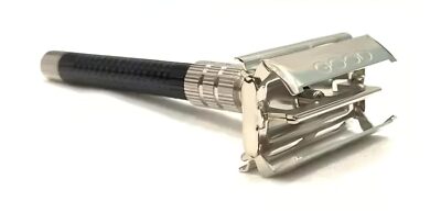 Double Edge Smooth Safety Shaving Razor Butterfly Open Mechanism Black