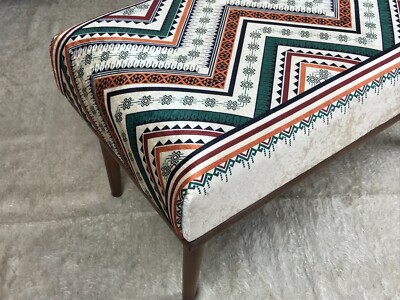 Handmade Kilim Upholstered Ottoman Footstool Piano Entryway Bedroom Bench