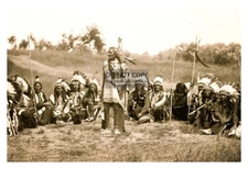 NATIVE AMERICAN INDIAN TREATY TALKS IN DAKOTA 4X6 SEPIA PHOTO