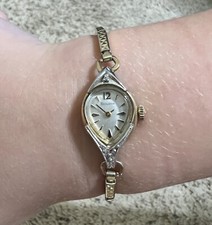 RARE BULOVA SWISS WOMENS WATCH 10K RGP ROLLED-GOLD PLATE BEZEL WORKS GREAT!