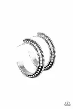 Paparazzi Jewelry Earring - Retro Reverberation - White- Hoop Hoops 1 1/4"