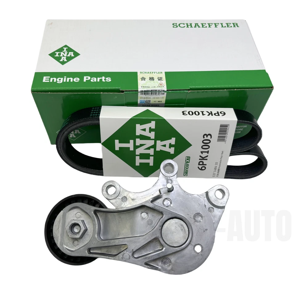 Belt Tensioner w/Pulley & Drive Belt For BMW 328i 428i 528i 6PK1003 11287594969 - Image 3 of 4