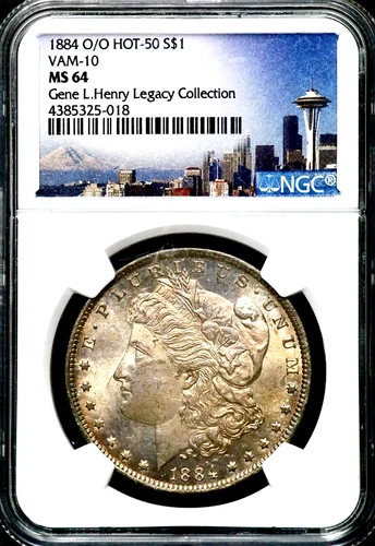 1884 O/O Morgan Silver One $1 Dollar NGC MS 64 VAM-10 Hot-50 Gene L. Henry CC649