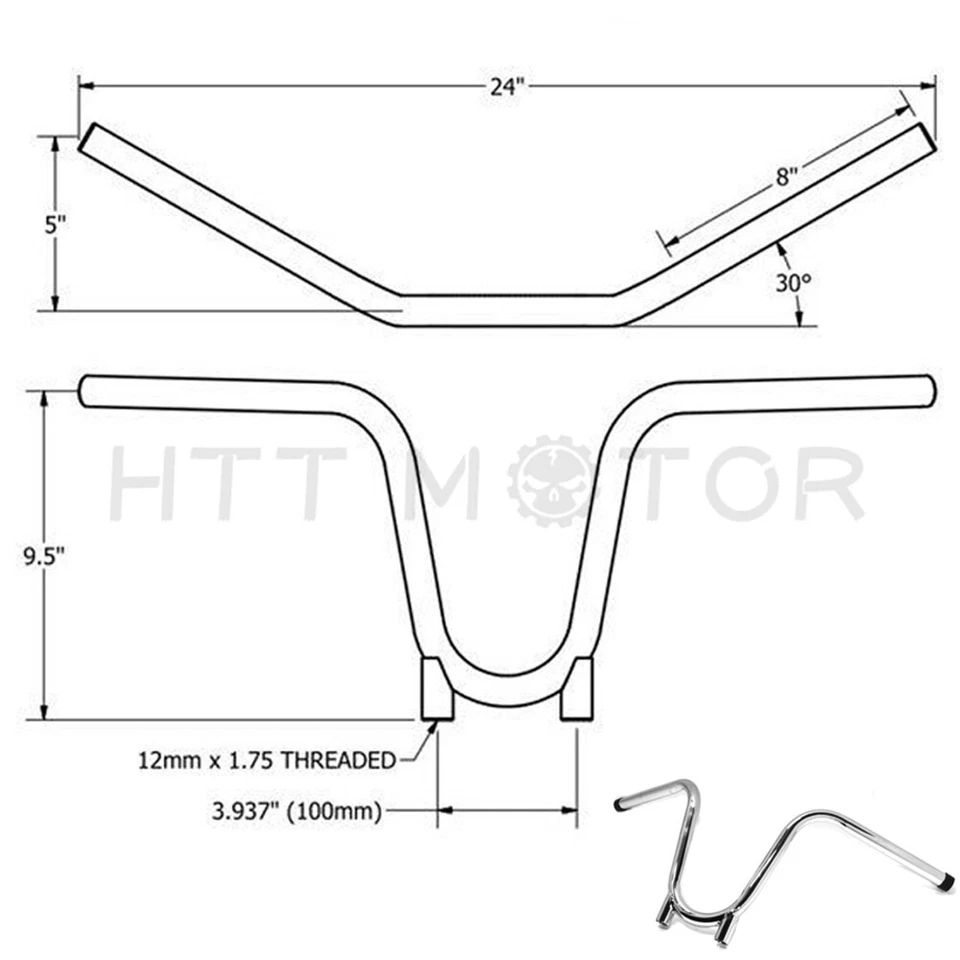 Manillar de contrabando 7/8 XS650 picadora bobber hardtail ape para yamaha tx650 Chr Foto 2 de 4