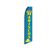 Mariscos Blue Swooper Flutter Feather Flag  3ft W x 11.5ft Tall