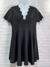 SHEIN Curve Women’s Sz 3XL Black Stretch Zip High-Waist Short Sleeve Dress