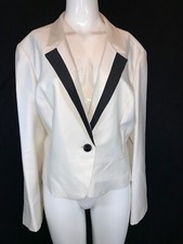 Bnwt Planet Women's 55% Silk 45% Wool 2 Button Jacket. Ivory/black. Uk 20
