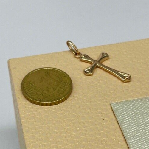 CIONDOLO CROCE ORO GIALLO 18KT CARATI NUOVO PENDENTE PER COLLANA DA UOMO E DONNA - Foto 3 di 9