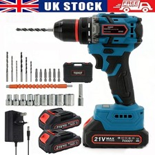 Heavy Duty 21V Brushless Cordless Drill Driver Impact 2 Battery Screwdriver Set